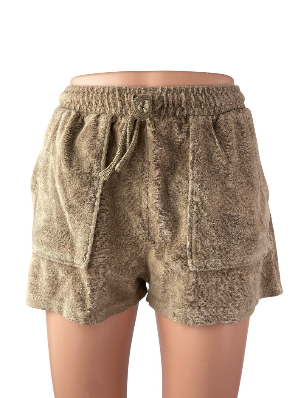 Zara Women's Brown High Rise Drawstring Mini Beach Casual Wide Leg Shorts Size S